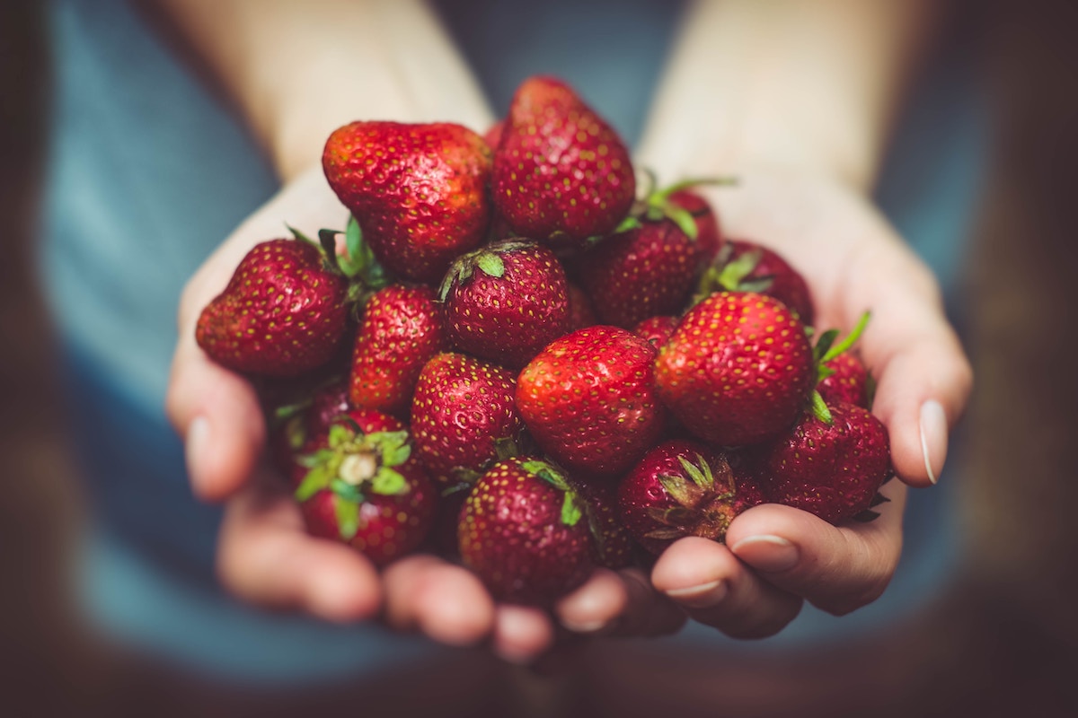 a handful of strawberries