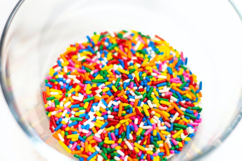 Glass bowl of sprinkles