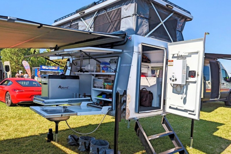 Exterior of Optimized Overlanding's pop-up overlanding trailer/camper.