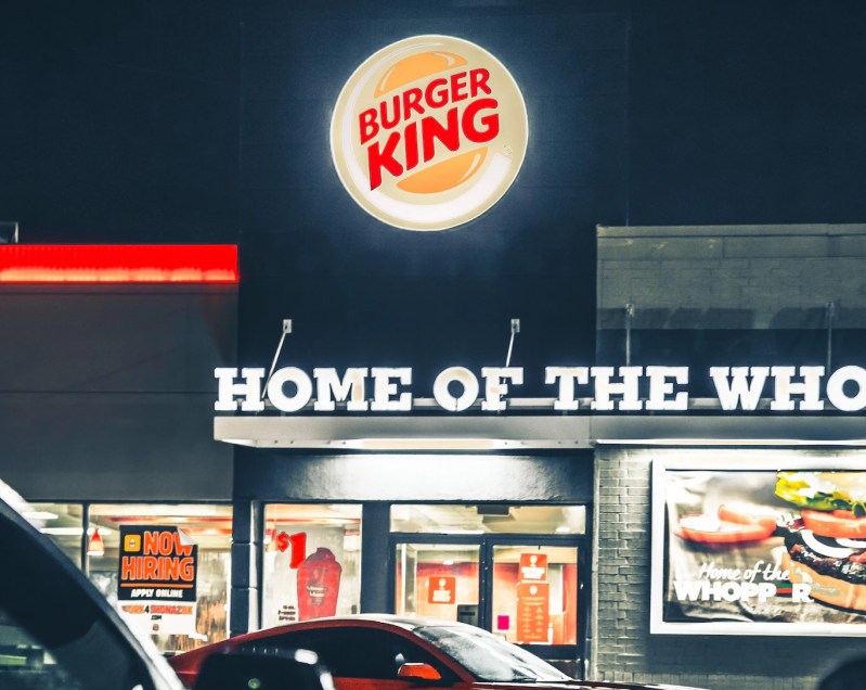 The outside of a Burger King restaurant.