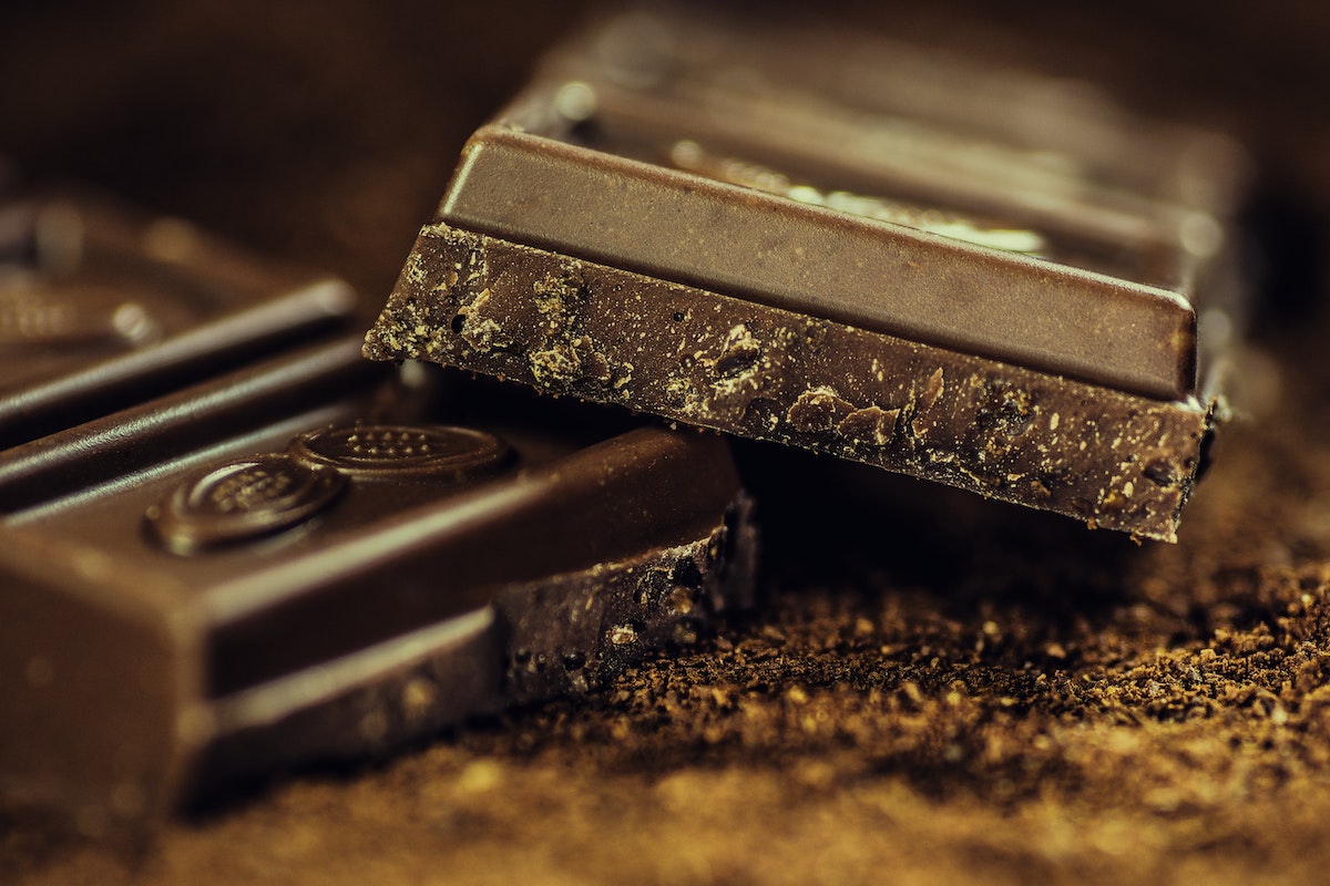 Pieces of dark chocolate bars