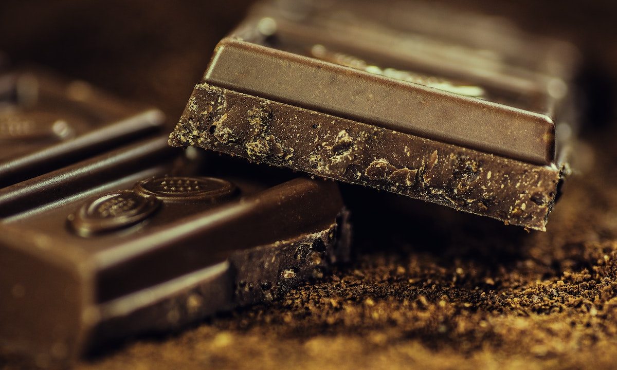 Pieces of dark chocolate bars