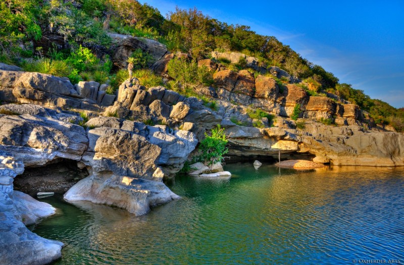 The coast line of Pedernales State Falls Park in Texas
