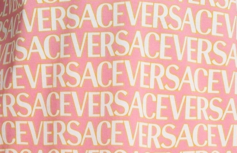 Versace lettering that appears across one of the brand's polo shirts.