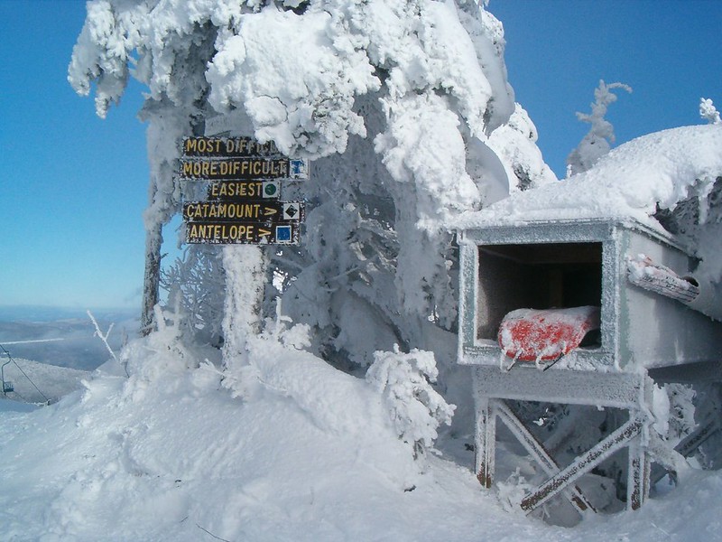 Signs for ski trails at Mad River Glen