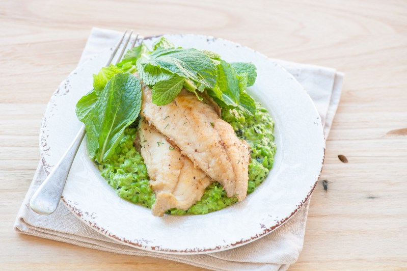 Pea puree with fish