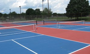 A pickleball court in the U.S.