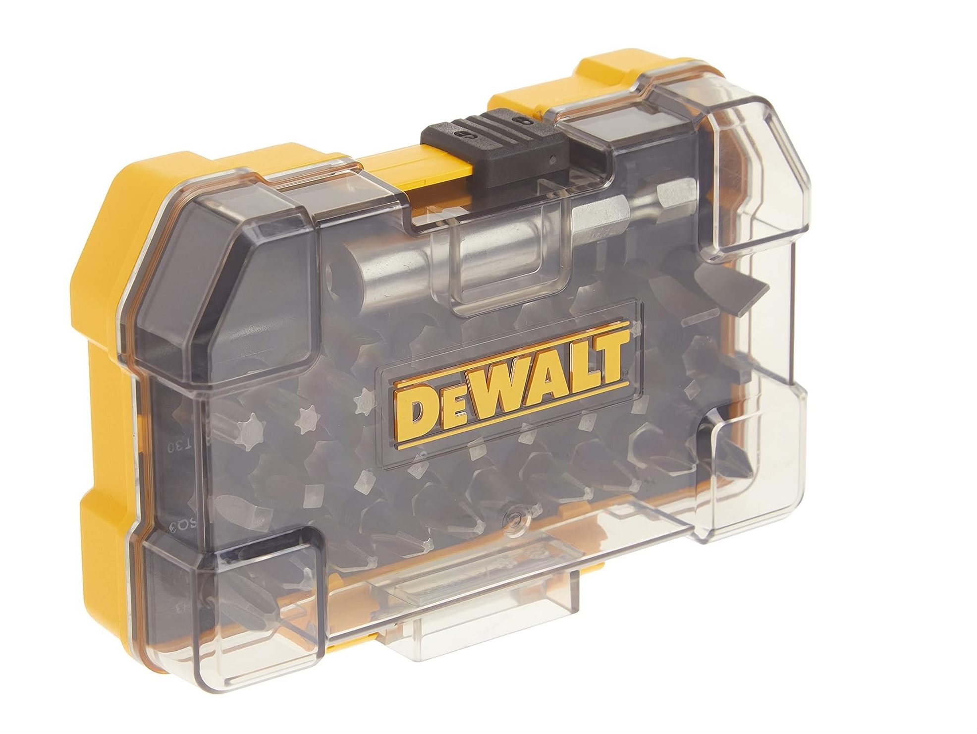 Closed box of the 31-piece DeWalt screwdriving set.