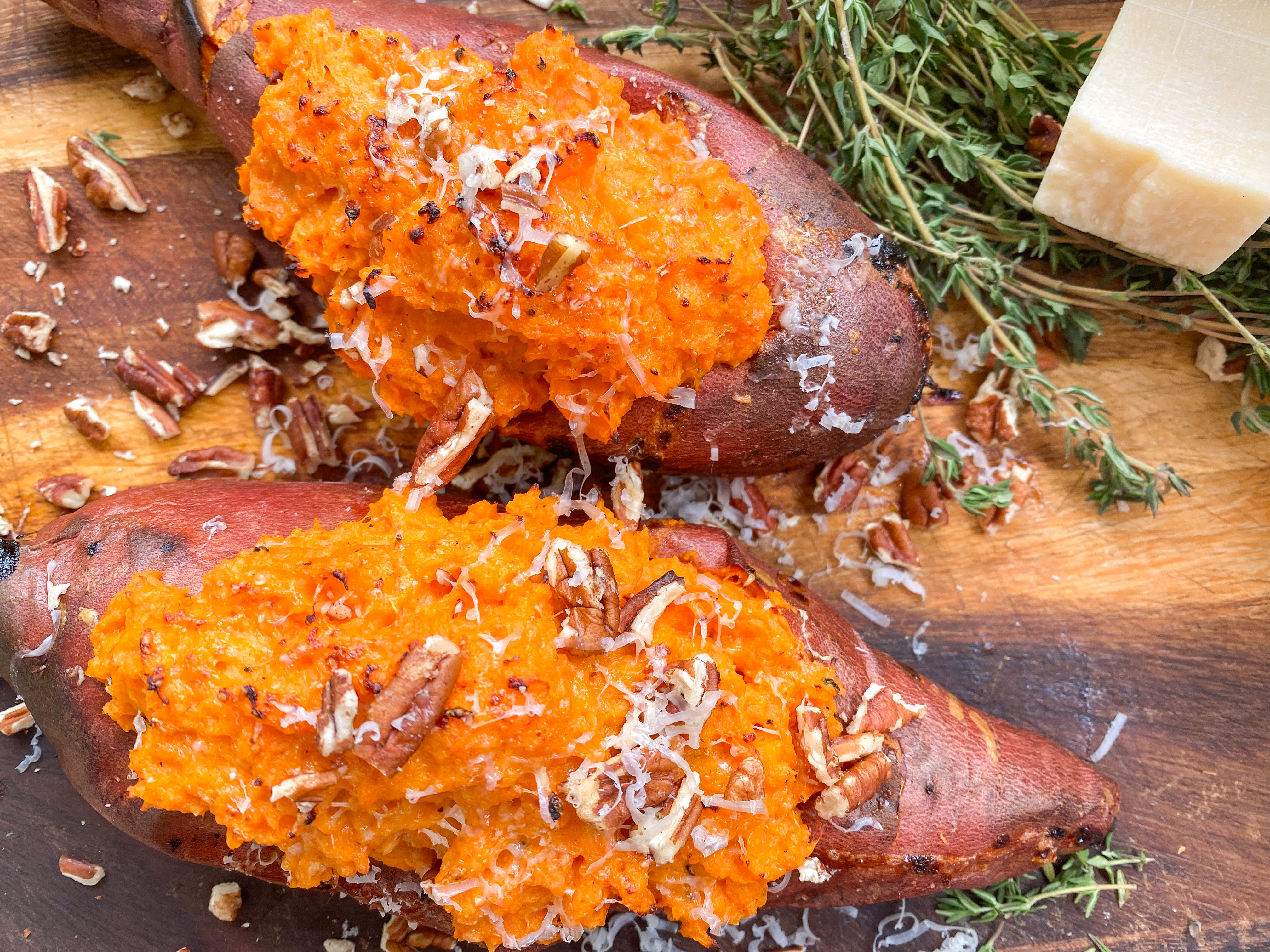 Twice baked sweet potatoes