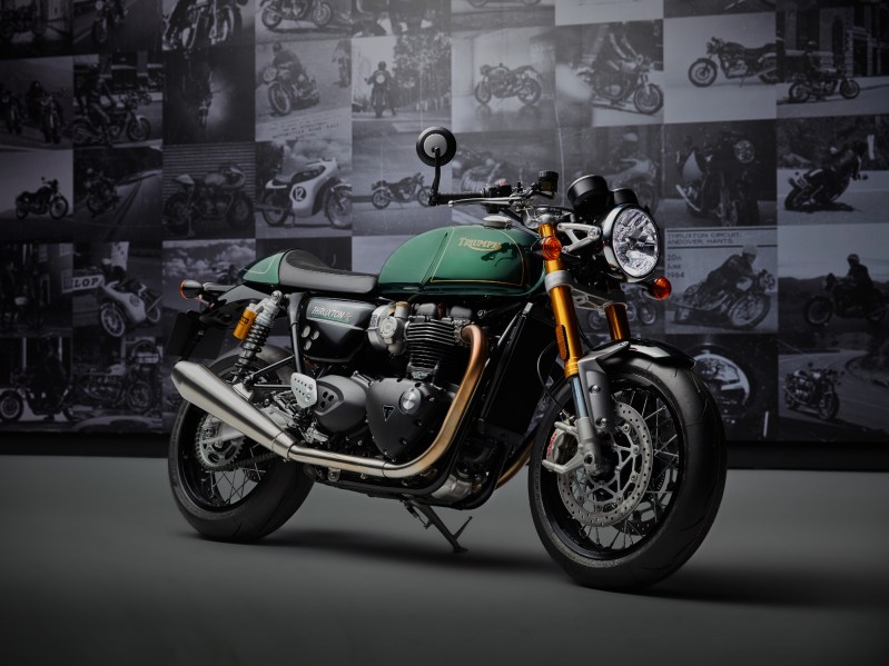 Right side of the 2024 Triumph Thruston Final Edition, the last year for the ultimate cafe racer.