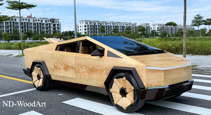 Wooden replica of the Tesla Cybertruck