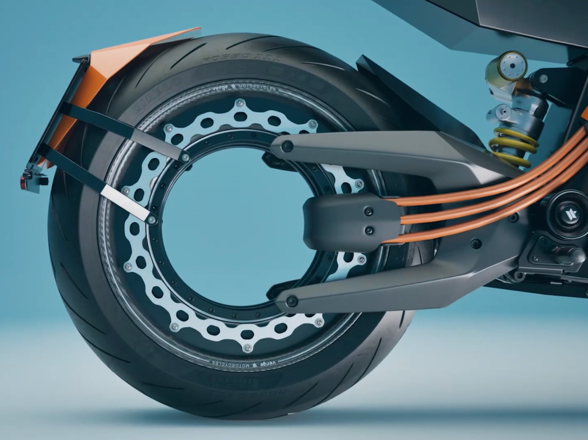 Verge California Edition TS Pro right side in-wheel electric motor.