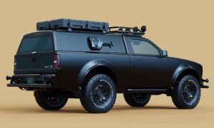Alpha Motor Corporation Nightwolf Electric Truck on a plain studio background.