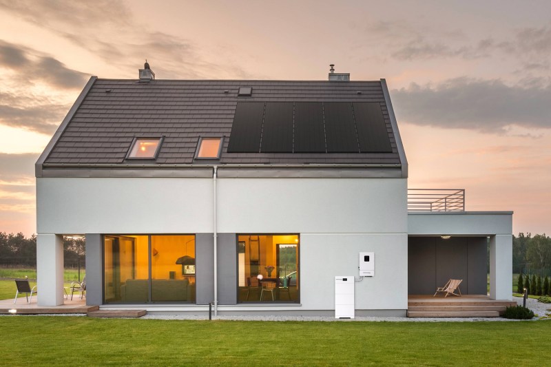 Geneverse PowerPillar solar home battery backup system installed on a modern home