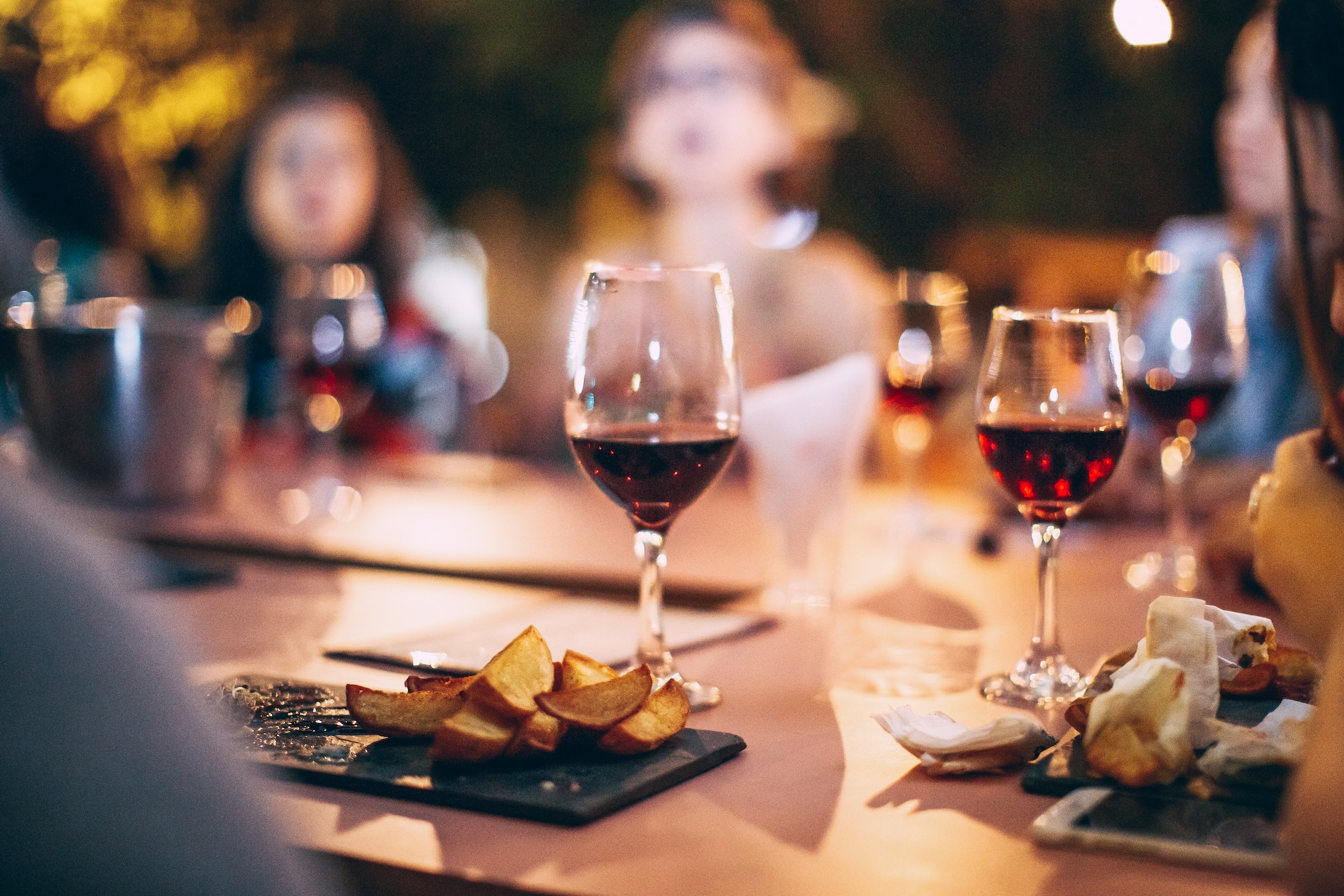 Table setting with red wine