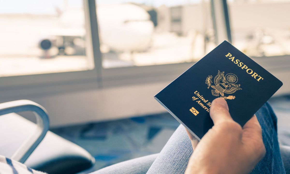 Person holding passport