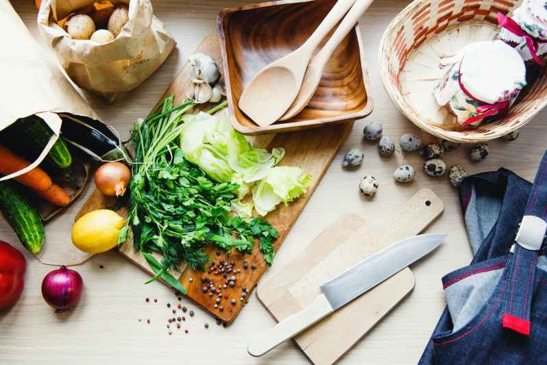 Vegetables cut on a cutting board