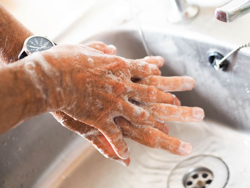 Man washing hands