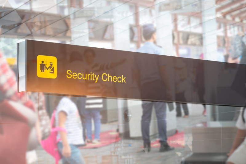 Security check sign in airport