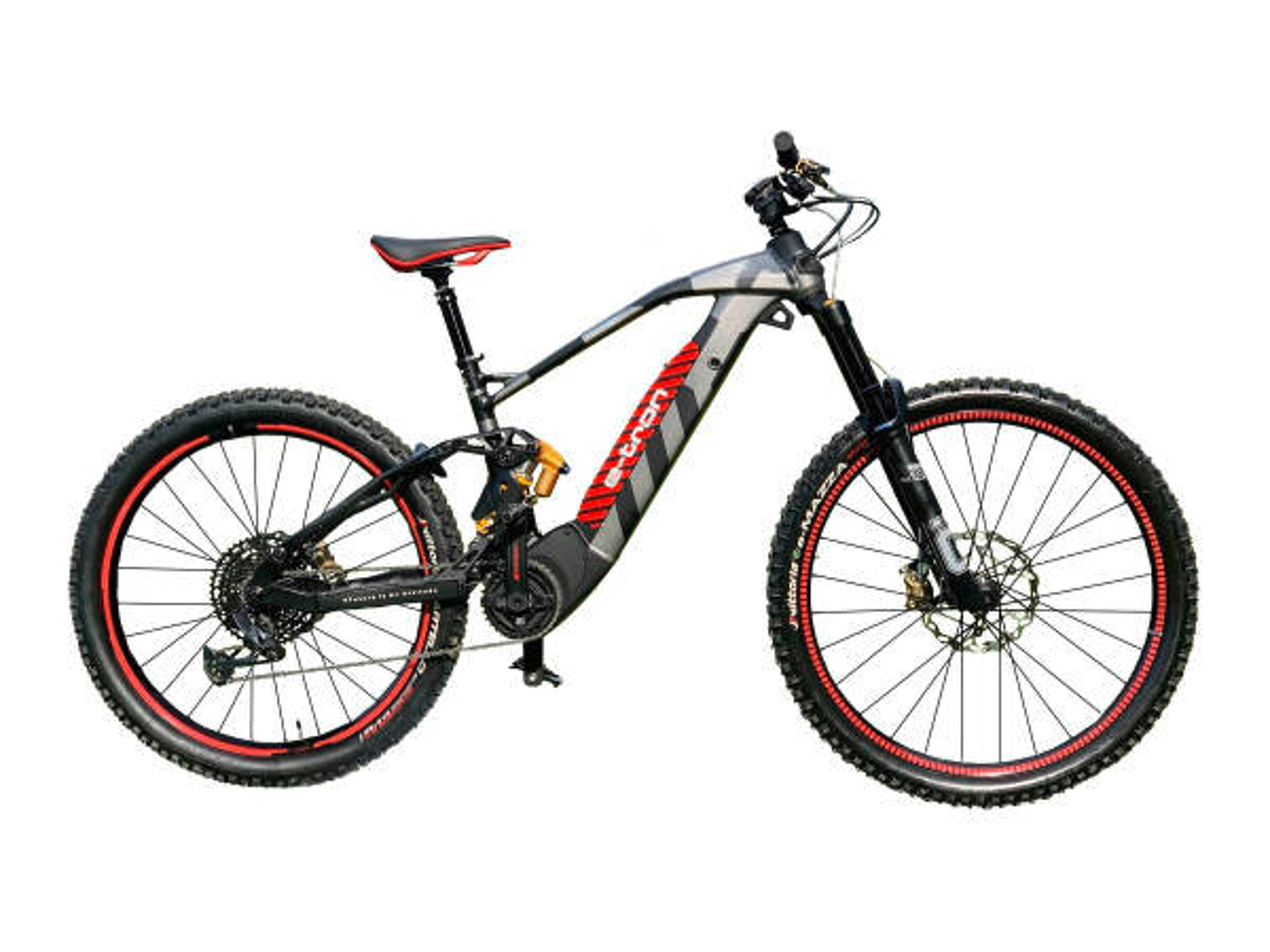 Audi electric e-Tron mountain bike against a white background.