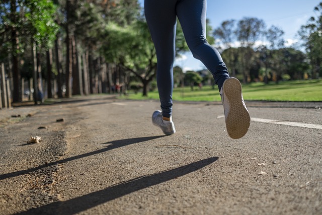 Shot of person's feet while running