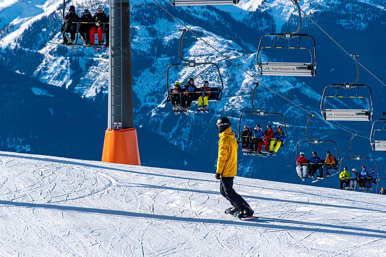 Snowboarder at resort