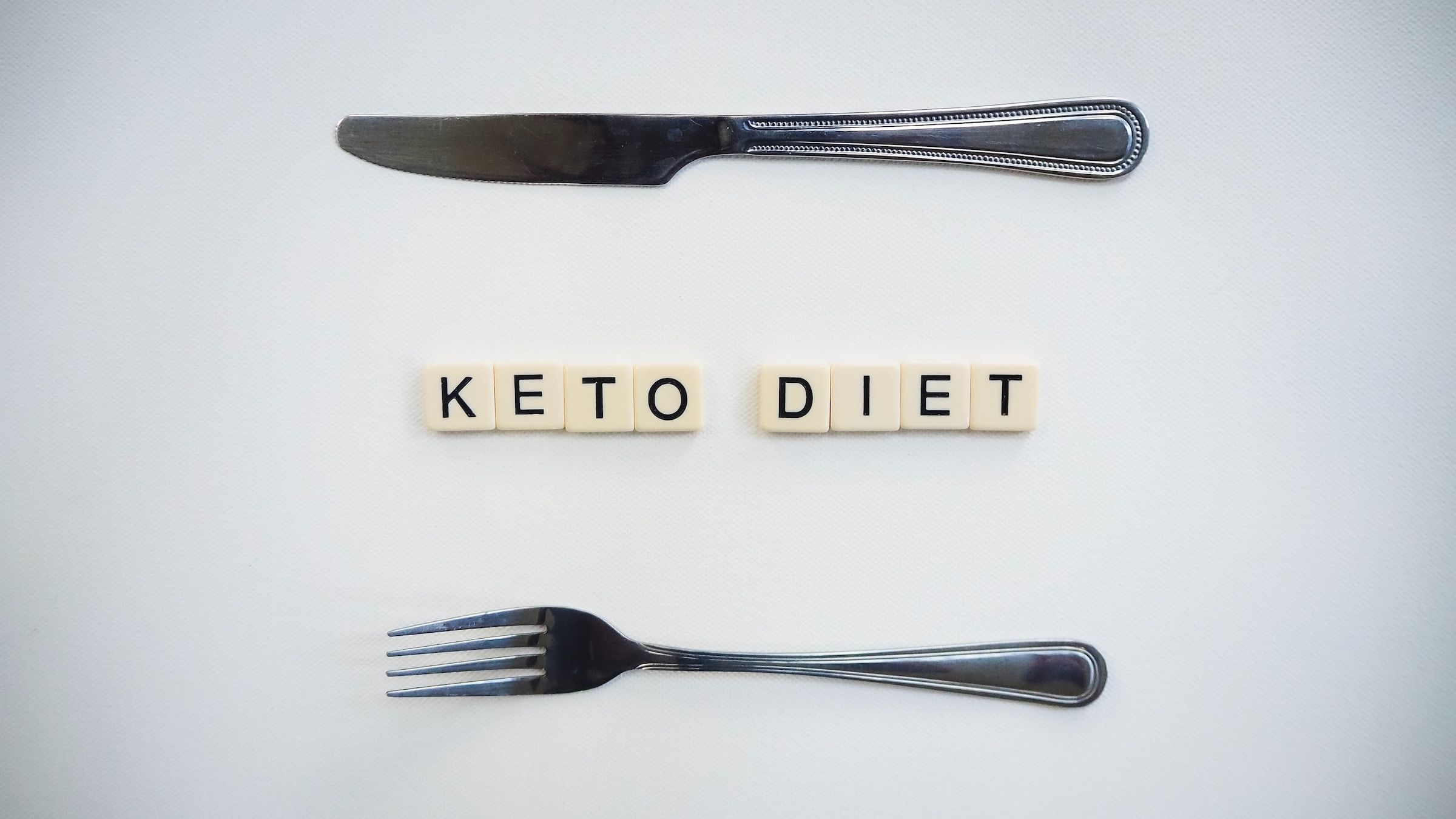 keto diet picture knife and fork word block