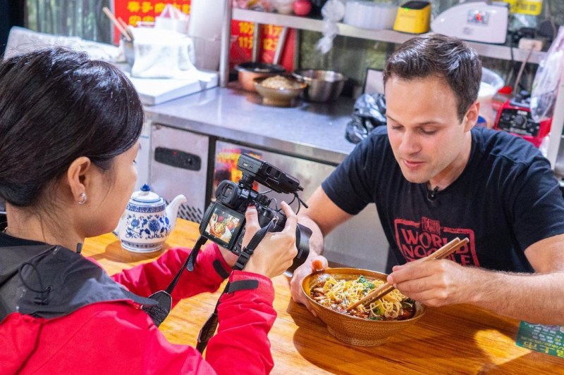 The Food Ranger eating noodles