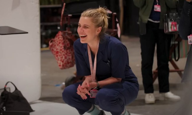 Director Greta Gerwig on the set of Barbie.
