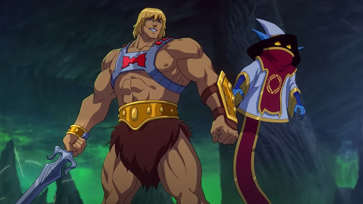 He-Man and Orko in a scene from Masters of the Universe: Revolution.