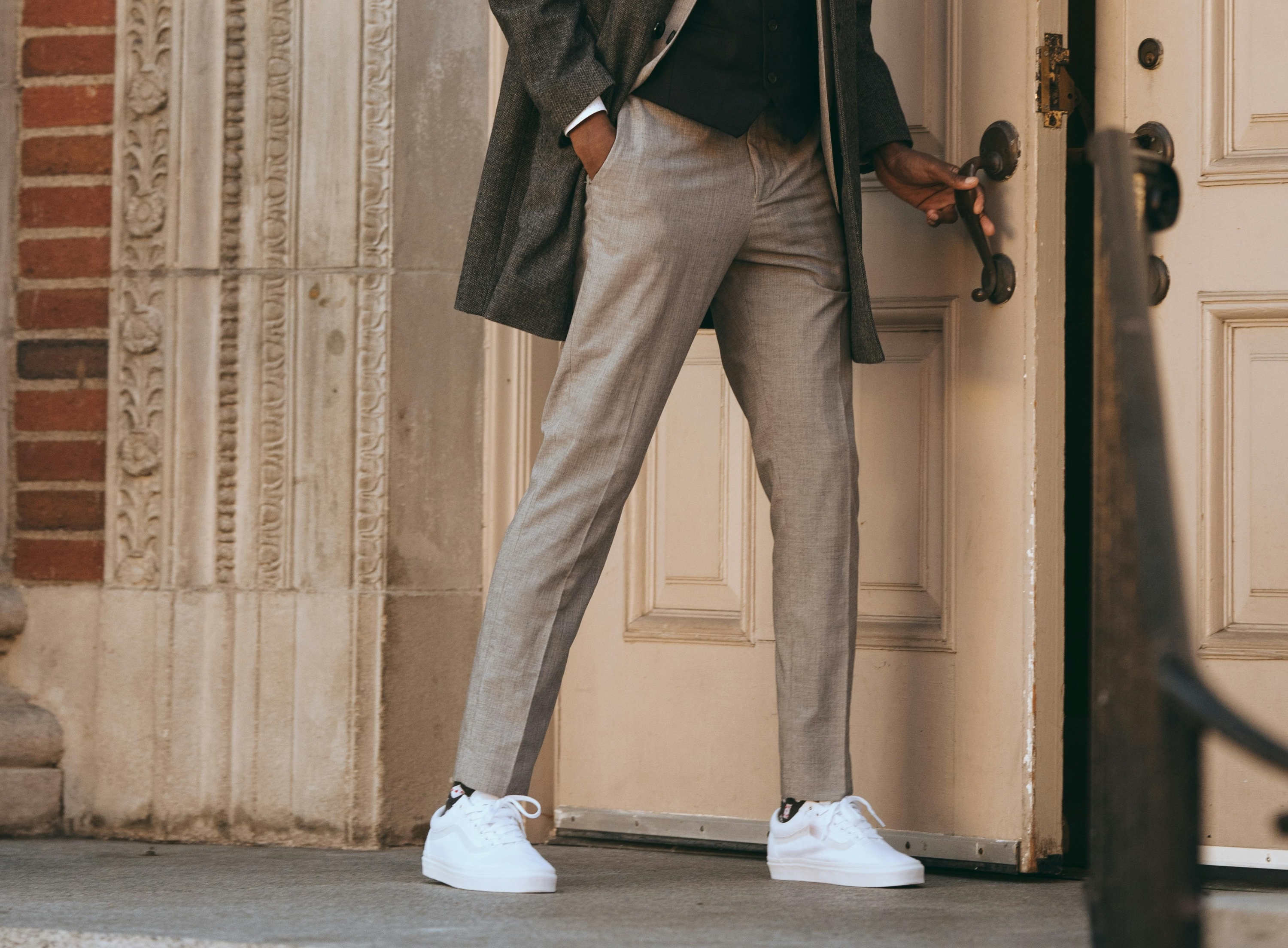 Sneakers & Slacks: A Casual Way To Wear Dressy Pants | Daily Craving |  Black dress pants outfits, Wear black dresses, Dressy pants