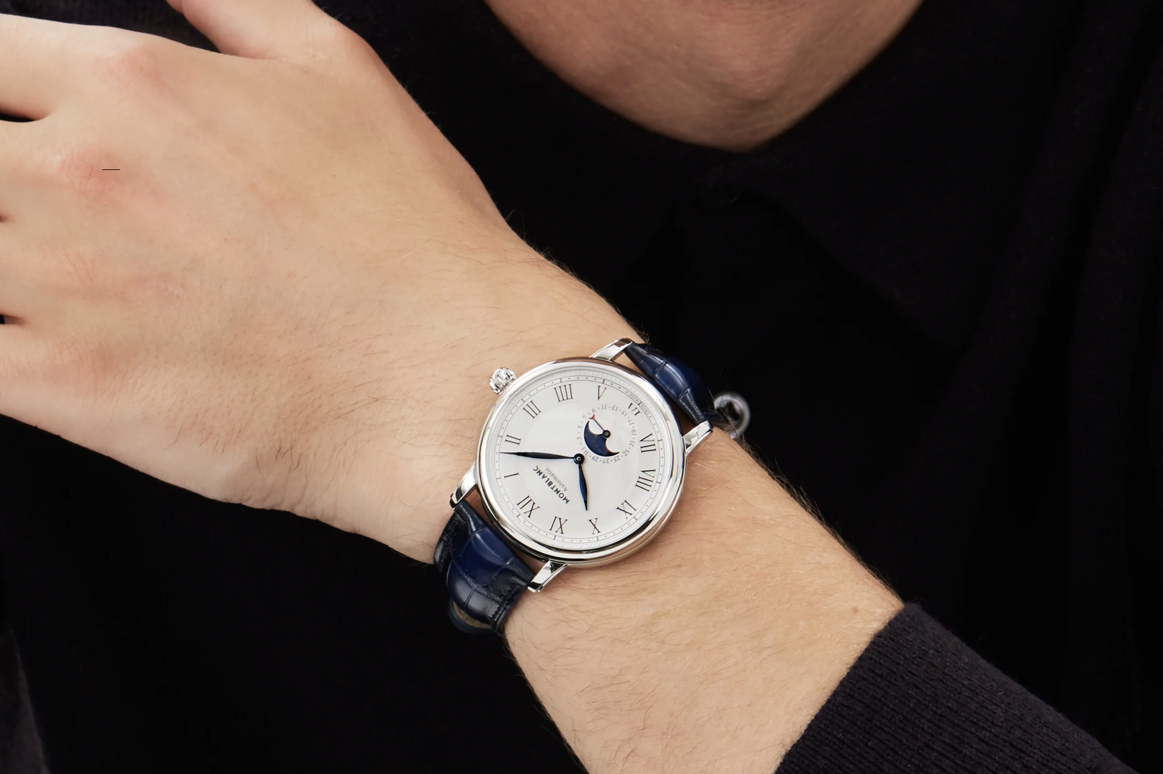 The Montblanc Star Legacy Moonphase on a man's wrist.