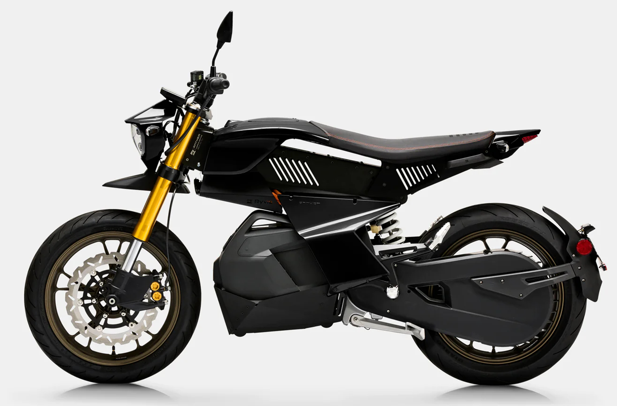 Ryvid Anthem electric motorcycle in Galactica Black.