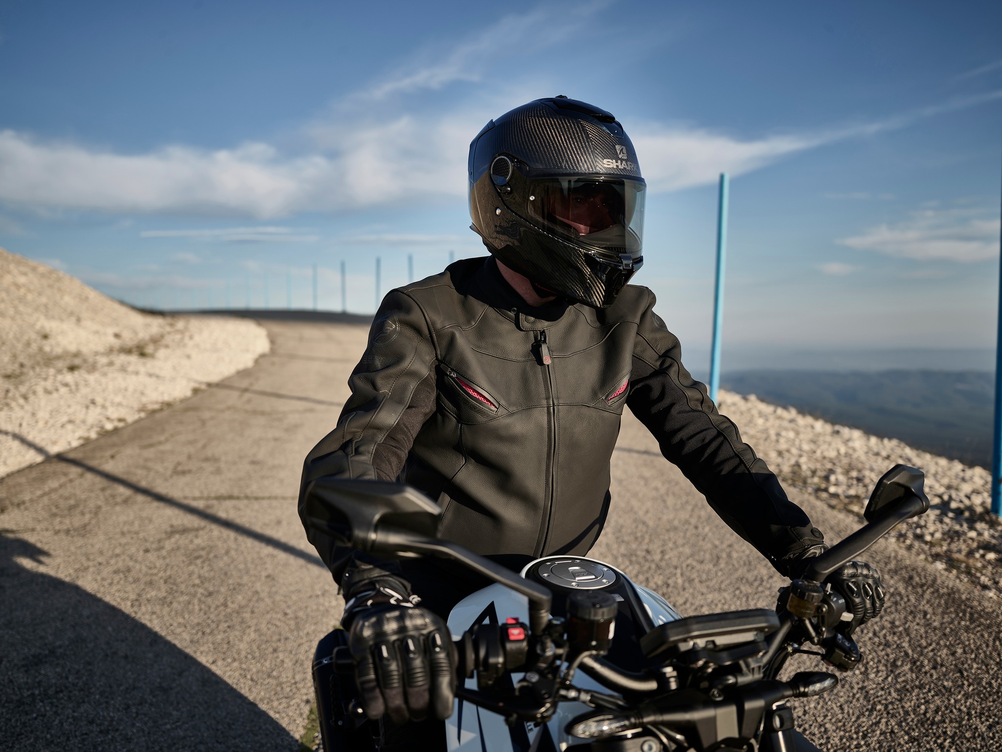 Shark motorcycle helmets on rider