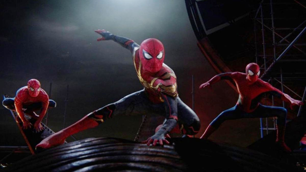 The three Spider-Men in Spider-Man: No Way Home.