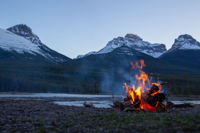 Campfire in the winter.