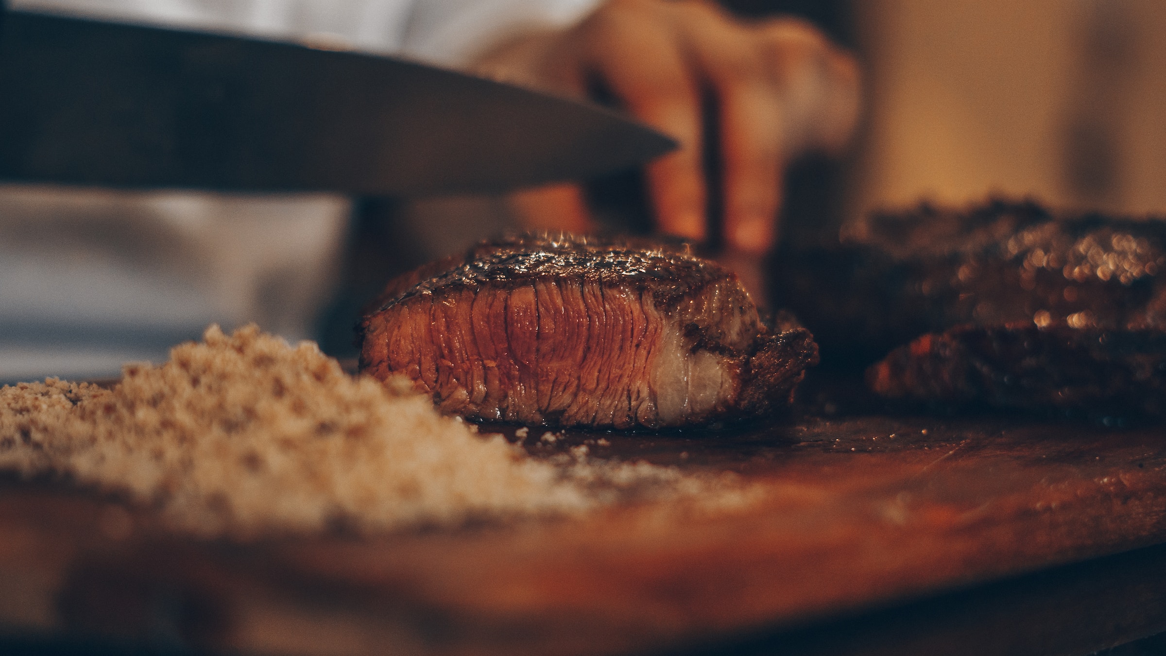 Steak on cutting board