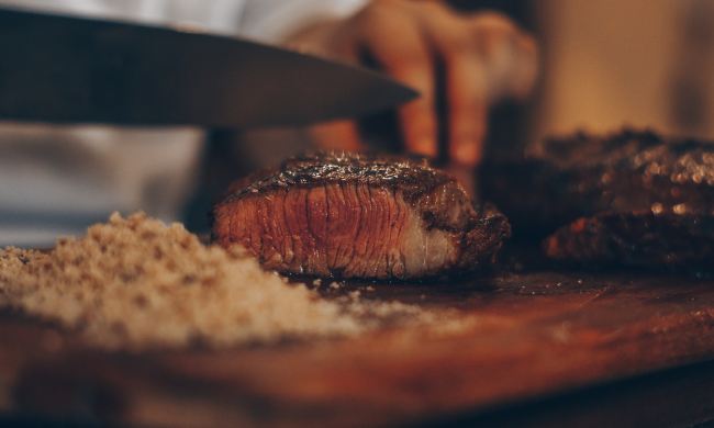 Steak on cutting board