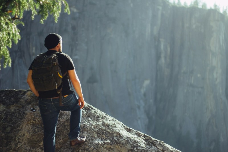 A man hiking in Yosemite