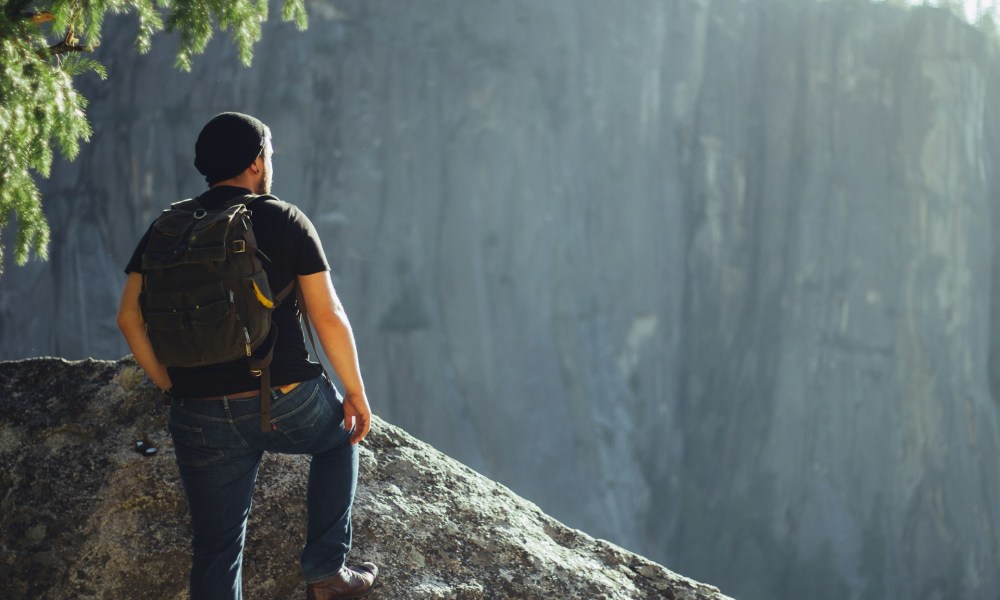 A man hiking in Yosemite