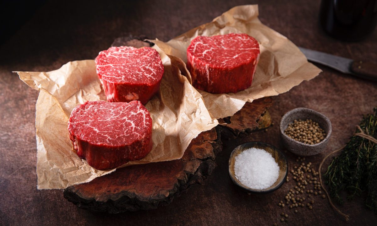 Raw steaks