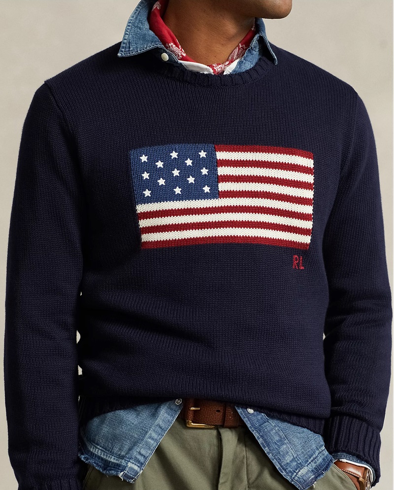 Ralph Lauren American Flag sweater on model