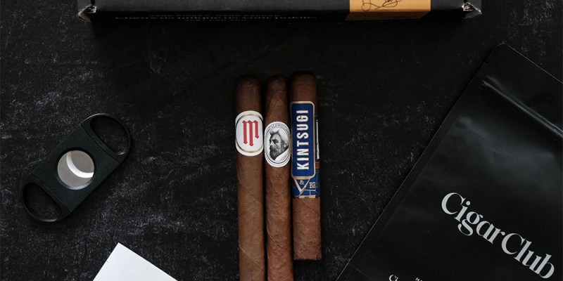 A close up of Cigar Club cigars from the subscription box.