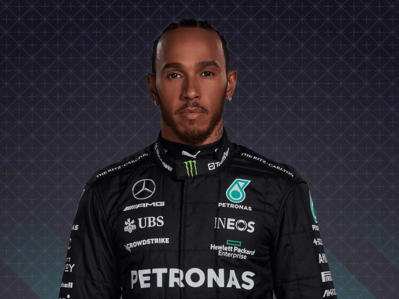 FIA F1 headshot of Mercedes driver Lewis Hamilton.