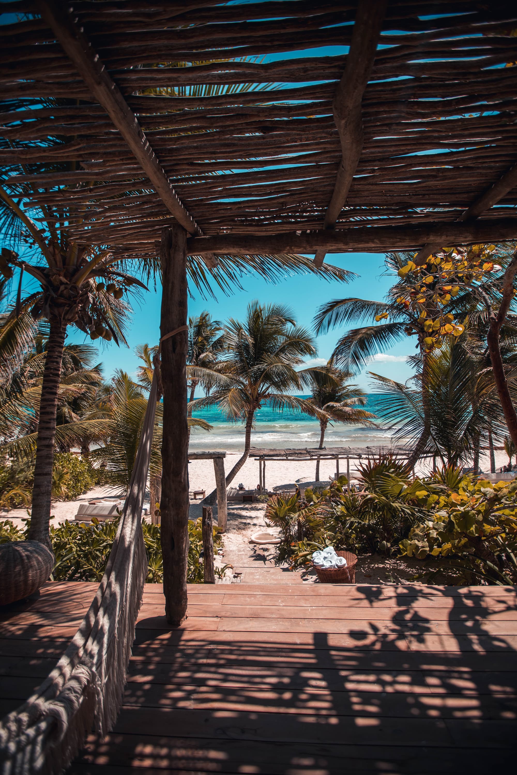 Empty balcony near the beach of Tulum, Mexico