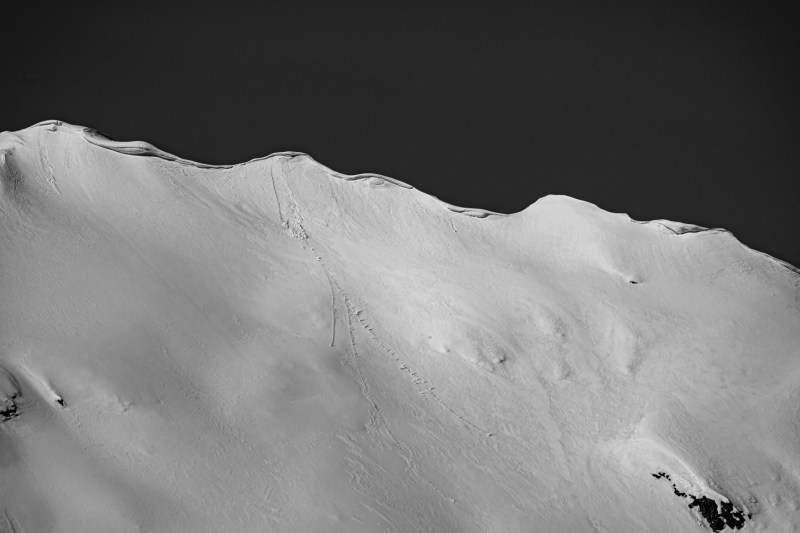 Mountain ridgeline covered in snow