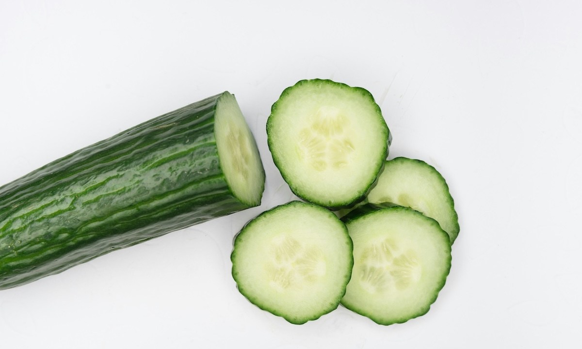 cucumber slices on a white background