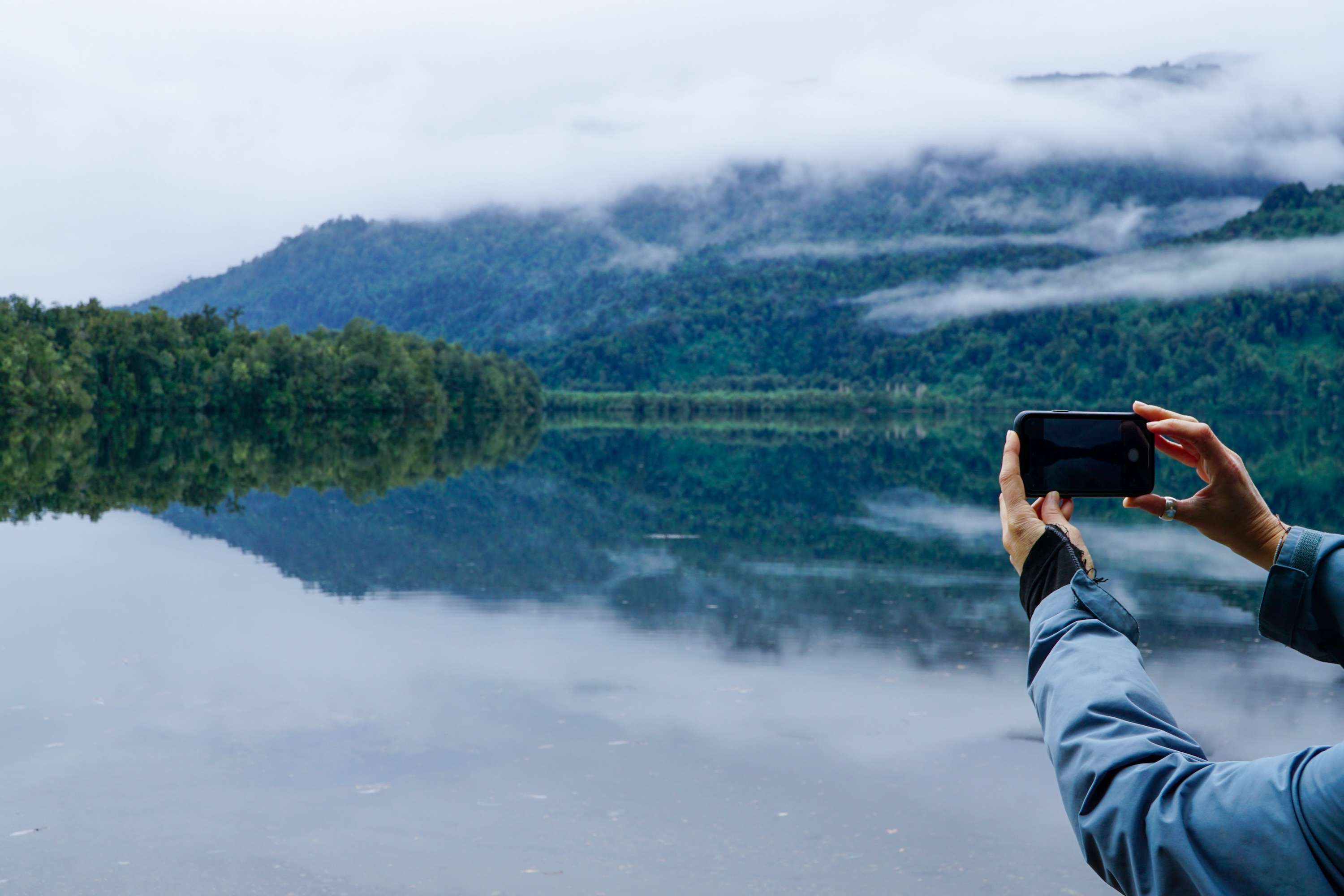 A person taking a picture of the beautiful environment