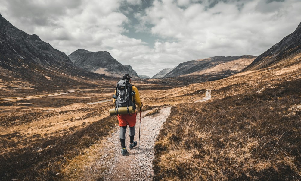 Man going for a hike.