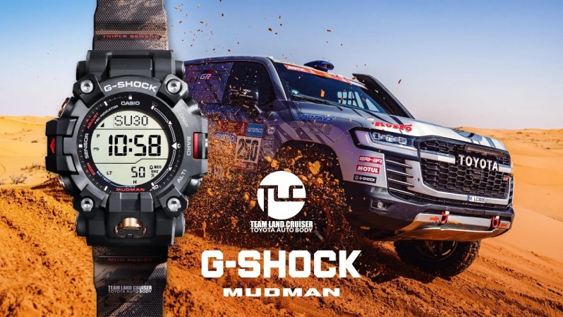 G-SHOCK Team Land Cruiser watch and car in desert